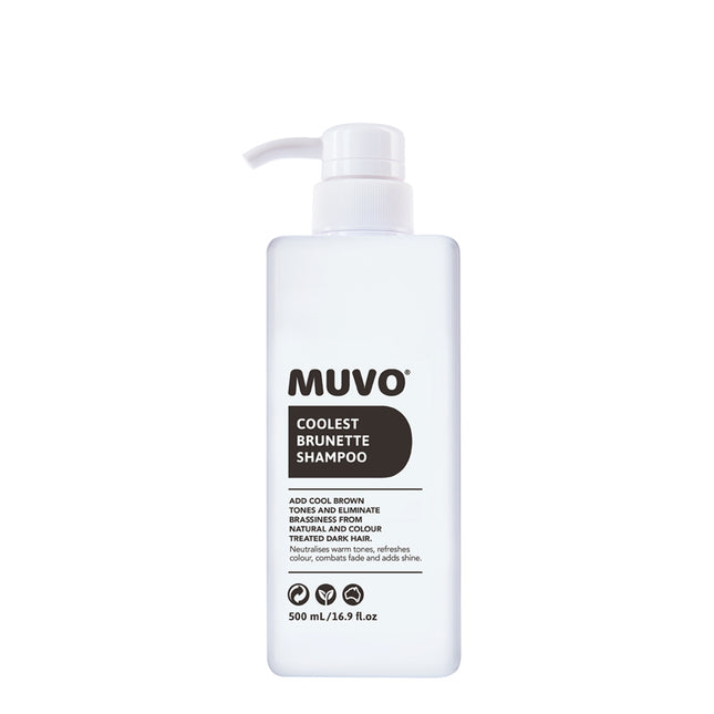 MUVO Coolest Brunette Shampoo is het antwoord op het koel houden van donker haar. Wanneer die warme gloed begint te verschijnen, kun je vanaf nu weer koele tinten toevoegen. Deze&nbsp;baanbrekende brunette shampoo is perfect voor brunettes die kleur en extra glans nodig hebben, of brunettes met highlights of balayage die de warmte willen verzachten.