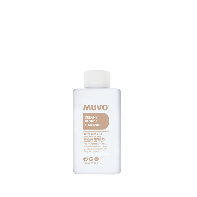 MUVO Creamy Blonde Shampoo verfrist en versterkt zachte, crèmekleurige tinten in blond, grijs en gehighlight haar. Perfect voor het bereiken van crèmekleurige tot beige tinten.

Deze hydraterende shampoo zorgt voor een prachtige blended look; verfrist highlights en maakt ze mooi romig, terwijl het haar er glanzend en levendig uitziet. Verleng de levensduur van je kleur en geef dof, futloos blond haar een geweldige dimensie met MUVO Creamy Blonde Shampoo. Voor alle soorten blond haar en balayage.