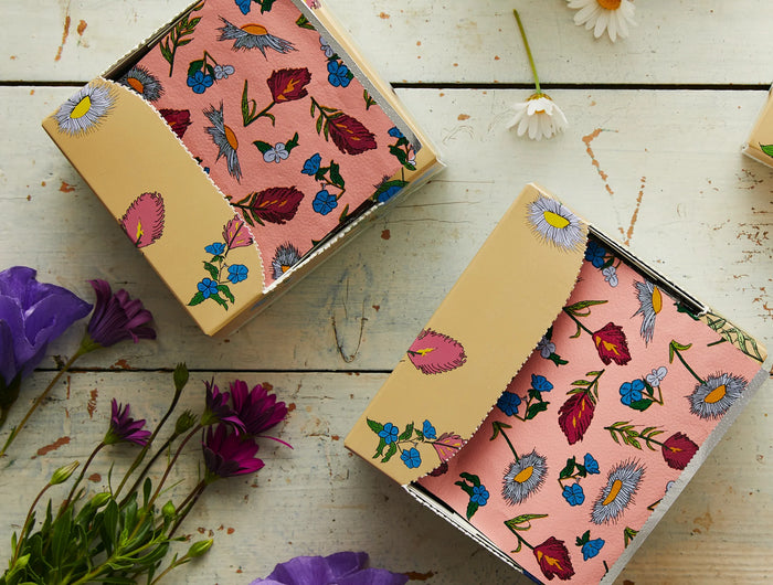The Wildflower is voorzien van met de hand getekende, inheemse Noord-Amerikaanse bloemen op een prachtige roze achtergrond.

The Extra Wide is speciaal door Foil Me ontworpen op verzoek van salons en is ideaal voor lang haar en balayage.