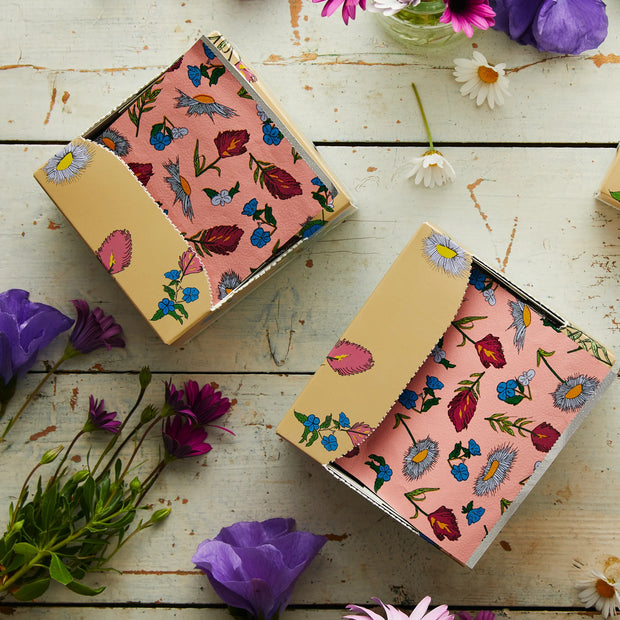 The Wildflower is voorzien van met de hand getekende, inheemse Noord-Amerikaanse bloemen op een prachtige roze achtergrond.

The Extra Wide is speciaal door Foil Me ontworpen op verzoek van salons en is ideaal voor lang haar en balayage.