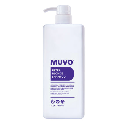 De ultieme toning shampoo voor blond haar! MUVO Ultra Blonde Shampoo is een super krachtige formule die ongewenste gele en koperkleurige tinten neutraliseert, terwijl het haar soepel en levendig blijft.

De formule verwijdert de gele tinten uit blond, geblondeerd, grijs en gehighlight haar in enkele minuten. Of laat het langer inwerken, zodat er lila en paarse tinten ontstaan.

Deze hydraterende formule maakt het haar handelbaarder, voorkomt vervaging en voegt glans toe. 