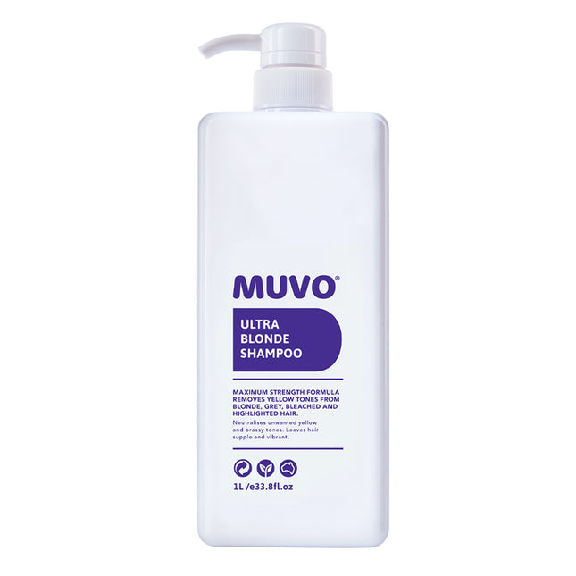 De ultieme toning shampoo voor blond haar! MUVO Ultra Blonde Shampoo is een super krachtige formule die ongewenste gele en koperkleurige tinten neutraliseert, terwijl het haar soepel en levendig blijft.

De formule verwijdert de gele tinten uit blond, geblondeerd, grijs en gehighlight haar in enkele minuten. Of laat het langer inwerken, zodat er lila en paarse tinten ontstaan.

Deze hydraterende formule maakt het haar handelbaarder, voorkomt vervaging en voegt glans toe. 