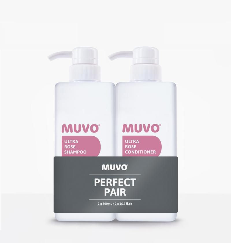 Het perfecte duo: MUVO Ultra Rose Shampoo + Conditioner. Gebruik Ultra Rose Shampoo voor je dagelijkse roze touch. Ultra Rose Conditioner is de begeleider van Ultra Rose Shampoo en helpt bij het creëren van roze tinten op blond, geblondeerd en gehighlight haar. MUVO haarproducten zijn 100% vegan en cruelty-free.