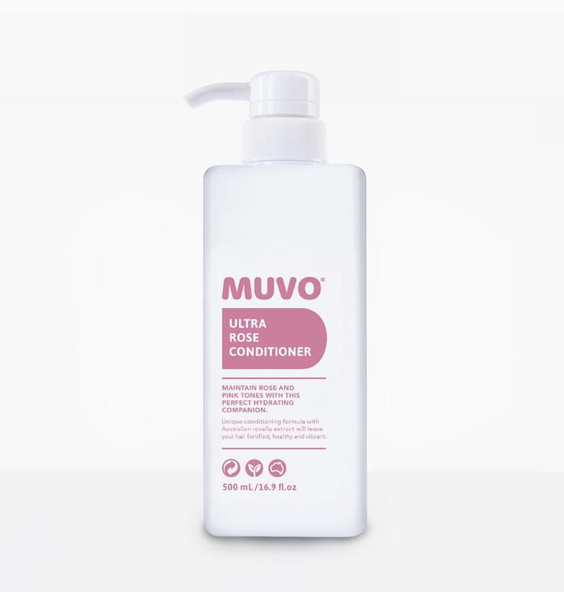 MUVO Ultra Rose Conditioner is de perfecte begeleider van MUVO Ultra Rose Shampoo en helpt bij het creëren van roze tinten op blond, gebleekt en gehighlight haar. Krachtig exotisch Australisch Rosella-extract helpt bij het beschermen tegen UVA- & UVB-beschadigingen. MUVO haarproducten zijn 100% vegan en cruelty-free.