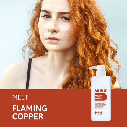 Krachtige toning shampoo voor koper kleur haar. Spice up your life met MUVO Flaming Copper Shampoo die warme tinten opfrist of levendige koperintensiteit toevoegt om redheads en gekleurd haar te laten stralen. Verfris of voeg koper en warme roodbruine tinten toe om natuurlijk rood haar, vervaagd rood haar en gekleurd haar weer helder te maken.