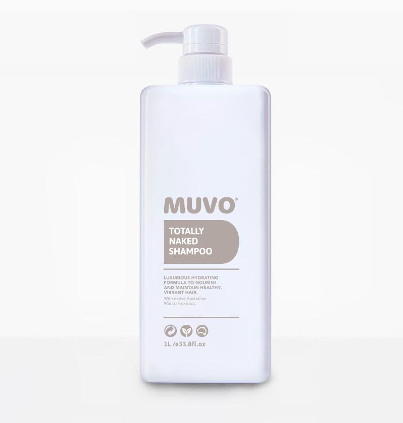 MUVO Totally Naked is een vegan, hydraterende shampoo om het haar te voeden en gezond en levendig te houden